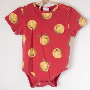 Vintage Baby Gap Y2K Apple Print Bodysuit Baby 24-30M Red Pique Cotton